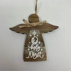 Rustic Brown Wooden Angel Ornament